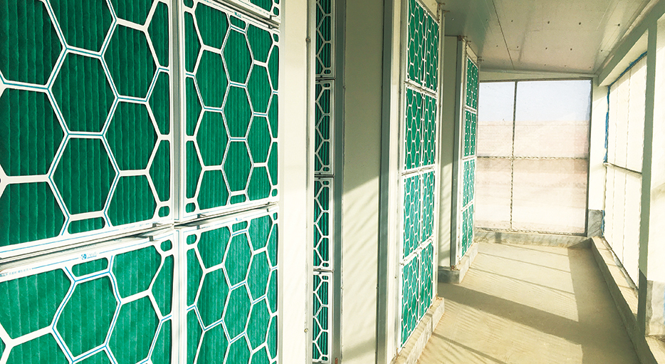 故城前花園項目Antibio養(yǎng)豬場空氣過濾系統(tǒng)主濾墻。