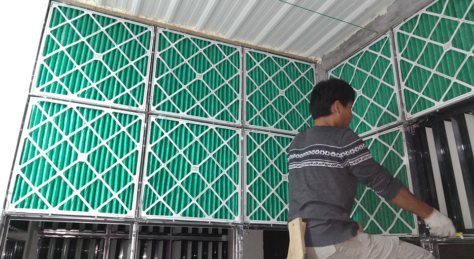 建設(shè)中Antibio系統(tǒng)主過濾墻。